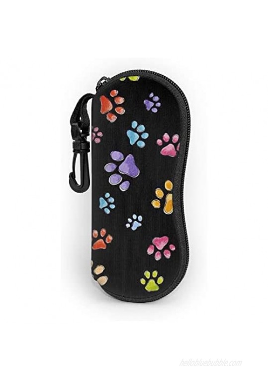 Pawful Paws Print Eyeglass Case For Women And Men Portable Sunglasses Soft Case With Carabiner