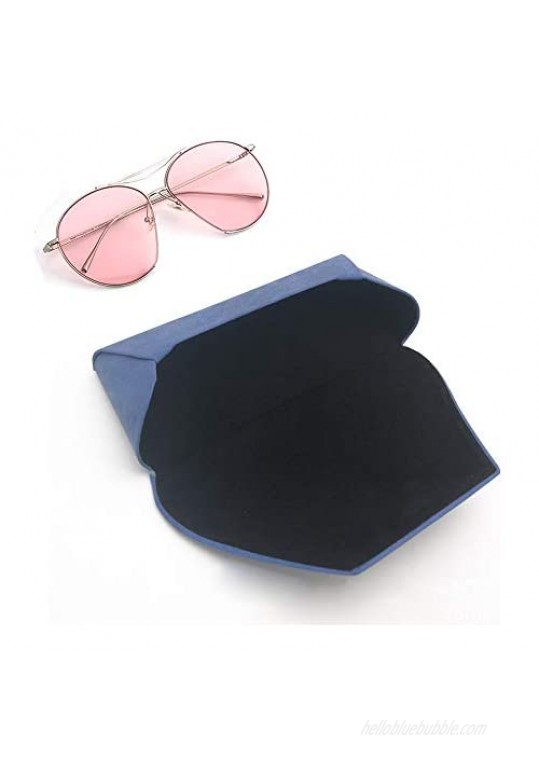 Portable Leather Eyeglasses Case Soft Shell Fashion Clamshell Case for Men Women Glasses Sunglasses Protective Case