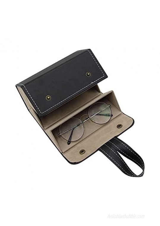 RARITYUS Sunglasses Travel Organizer - 5 Slots PU Leather Foldable Eyeglasses Case Storage Box Hanging Eyewear Holder Display