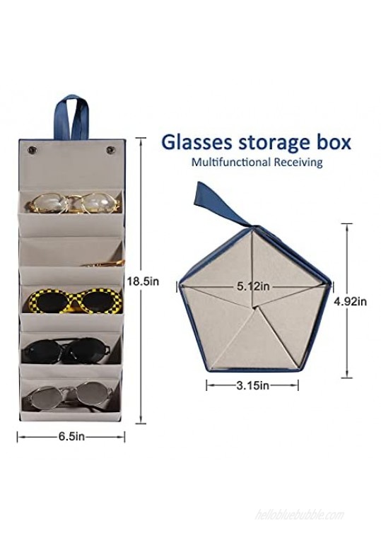 Regilt 5 slot Sunglasses Organizer Holder Foldable Hanging Eyeglasses Case