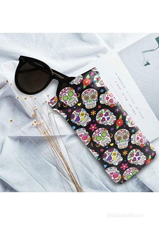 Sunflower Sunglasses Case Squeeze Top Eyeglass Bag Pouch Leather Glasses Bag