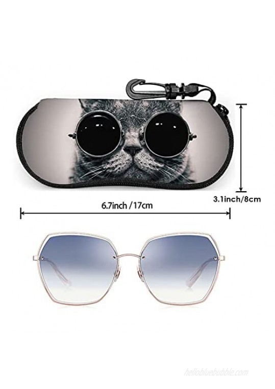 Sunglasses Soft Case Ultra Light Neoprene Zipper Portable Eyeglass Case With Belt Clip For Women Men