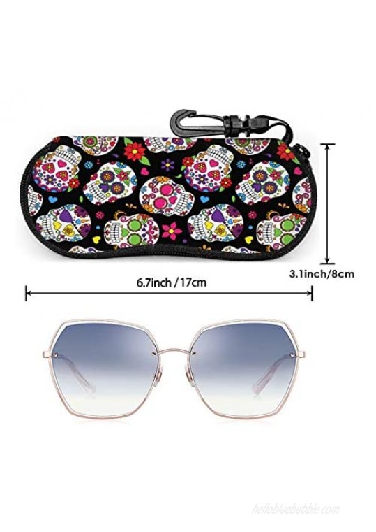 Sunglasses Soft Case With Carabiner Ultra Light Neoprene Zipper Portable Eyeglasses Glasses Case For Women And Men