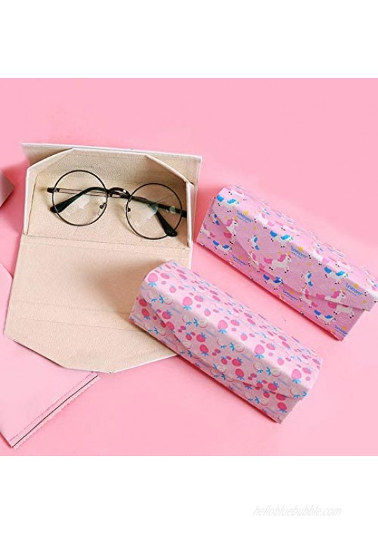 Womens Girls Glasses Case Student Foldable Eyeglasses Case PU Sunglass Case Cute Portable Fashion Storage Box Hard Cases for Glasses Sunglasses
