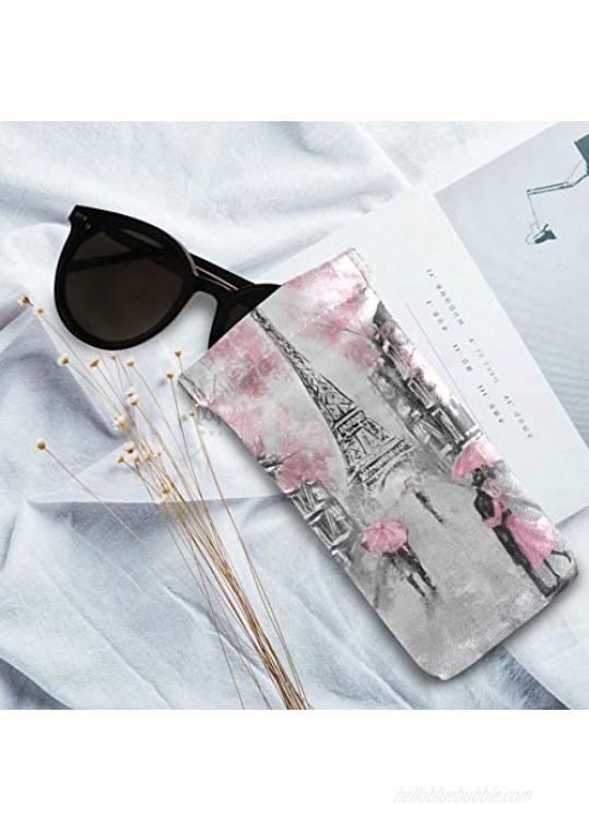 ZZAEO Cute Sunglasses Pouch Squeeze Top Portable Microfiber Leather Eyeglass Case Accessories for Women Girl