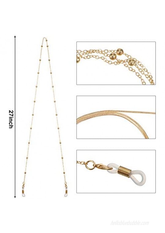 10 Pieces Eyeglass Chains Beaded Eyeglass Strap Holder Glasses Necklace Strap Eye Glass String for Women(Gold Silver)