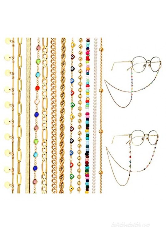 12PCS Mask Glasses Chain Lanyard Bead Pearl Face Cover Strap Holder Eyeglasses Chain Necklace