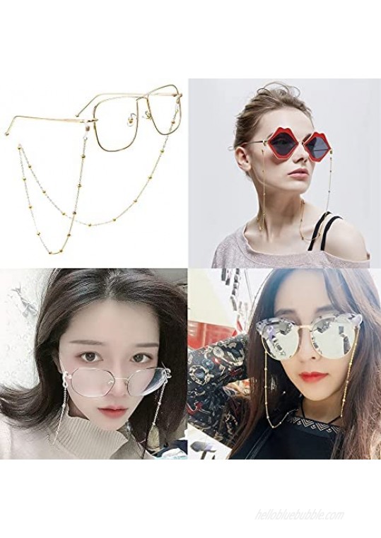 2 Pieces Mask Holder Chain Lanyard Necklace Sunglass Eyeglass Glasses Chains Eyewear Retainer Beaded Eyeglass Strap Holder Anti-lost Mask Leash for Women Girls
