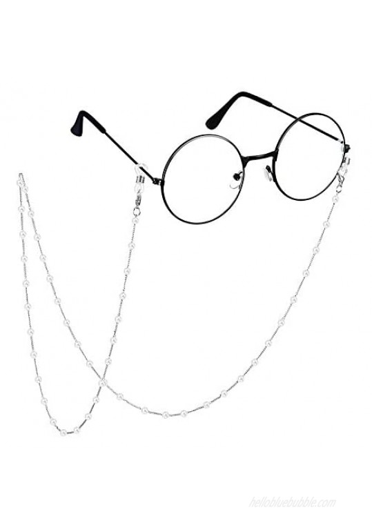 2 Pieces Pearl Beaded Eyeglass Chain Pearl Sunglasses Chain Reading Eyeglasses Holder Strap Cord Lanyard Eyewear Retainer