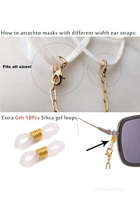 9 PCS Face Mask Chain Holder Around Neck for Women Gold and Black Glasses Chain and Cords Lanyard Set Anti-Lost