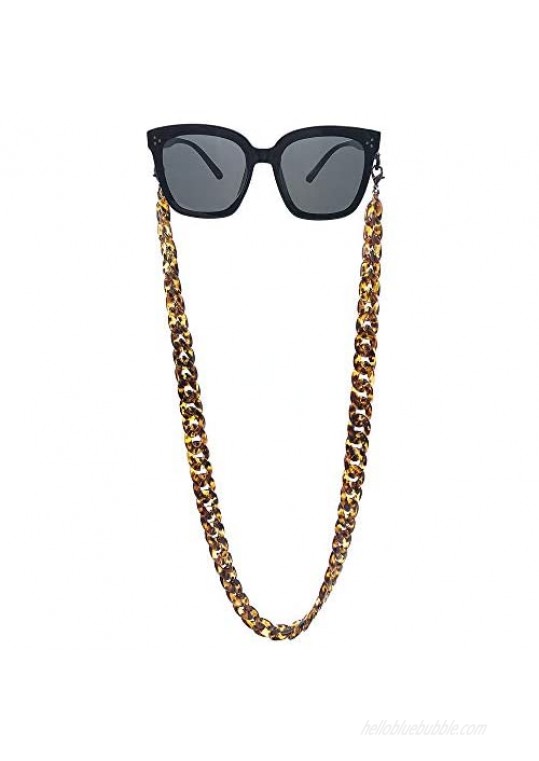 Acrylic Eyeglass Chain Sunglasses Holder Designer Trendy Fashion Eyewear Retainer Strap Necklace glasses hanging for Women (Marble brown)