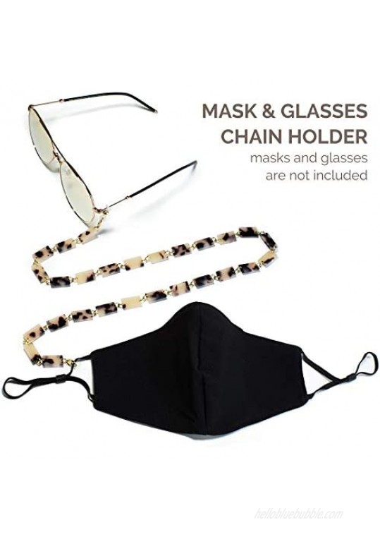 Acrylic Mask Chain Tortoise Mask Holder Lanyard around Neck for Women Girls Cute Acetate Sunglass Chain Necklace for Adults