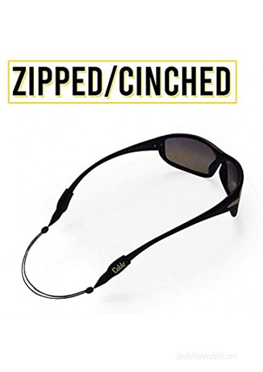 Cablz Zipz Adjustable Eyewear Retainer | Adjustable Off-The-Neck Eyewear Retainer Clear Stainless (14in)