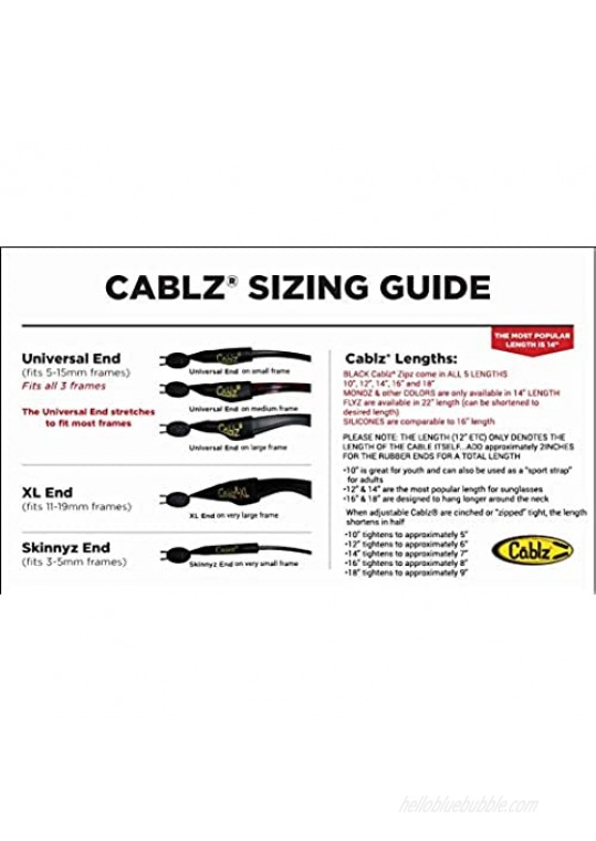Cablz Zipz Adjustable Eyewear Retainer | Adjustable Off-The-Neck Eyewear Retainer Clear Stainless (14in)