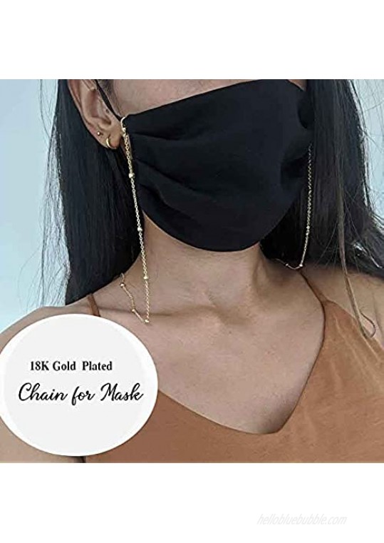 DayOfShe Mask Chain Lanyards 18K Gold Plated Mask Holders Around Neck for Women 26-28 Inches Eye Glasses Accessory Chain