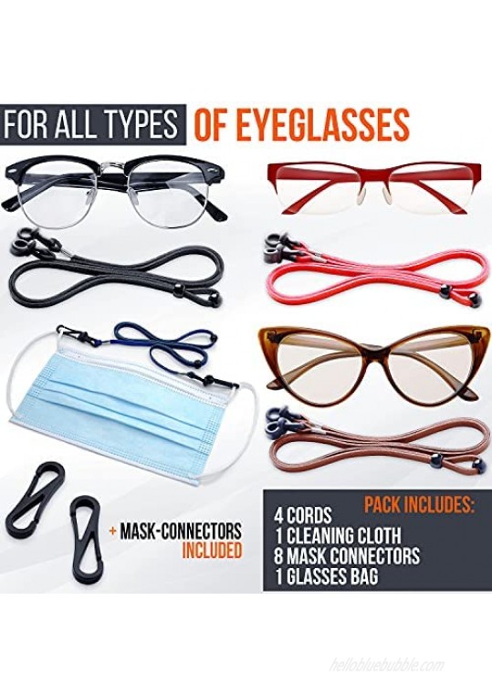Eyeglass Chains for Women Men - Premium ECO Leather Glasses Strap Holder - Eyeglasses Chain Cords String - Eyeglass Lanyards Holders Around Neck
