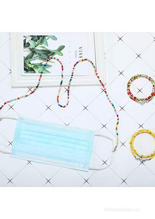 Honsny 16 Pieces Glasses Chain Lanyard for Women Men Colorful Beaded Chain Holder Chain Necklace Strap Eyeglass Chains