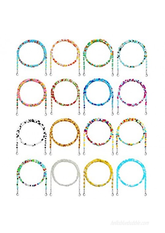 Honsny 16 Pieces Glasses Chain Lanyard for Women Men Colorful Beaded Chain Holder Chain Necklace Strap Eyeglass Chains
