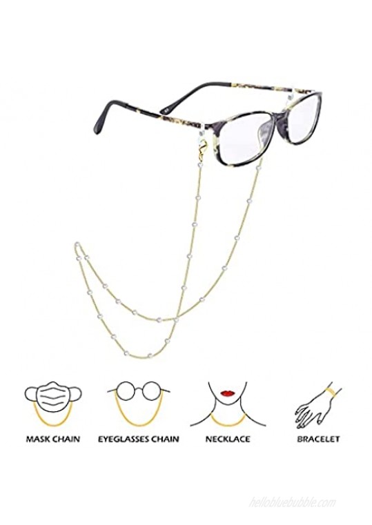 Magitaco 4 Pcs Mask Chain Bead Lanyard for Women Anti-Lost Mask Eyeglasses Fashion Cord Necklace Holder Strap Eyeglasses Chain
