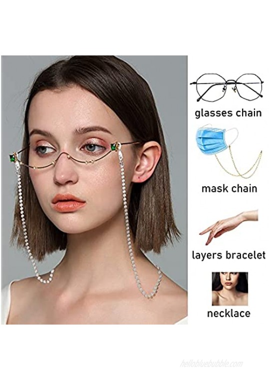 Magitaco 9Pcs Mask Chain Glasses Holder Gold/Silver Mask Lanyard Eyeglass Chain Mask Holders Around Neck Mask Chains and Cords for Women Men