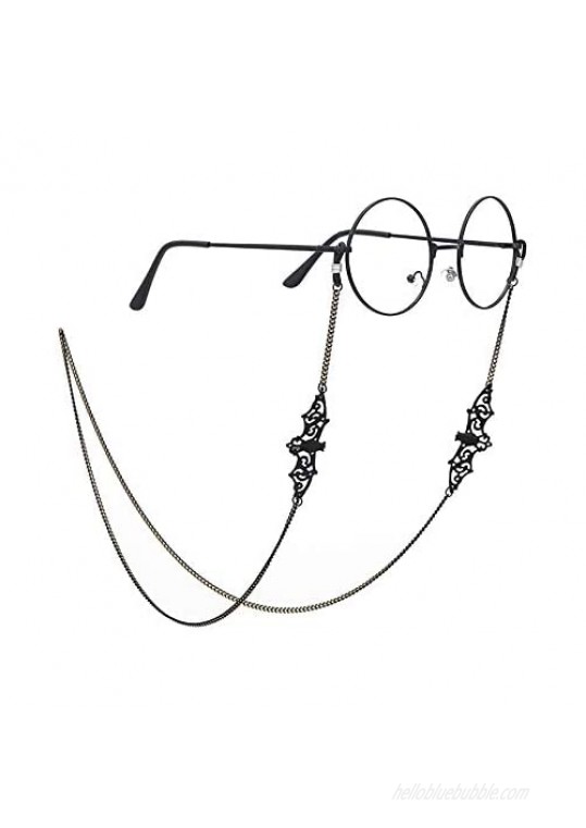 POYDORA Eyeglass Chains With Pendant for Women Glasses Reading Glasses Cords Glasses Holder Strap Lanyards Eyewear Retainer (Black-bat)