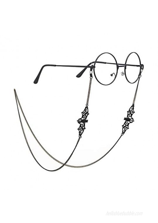 SIMRCIO Women Men Glasses Sunglasses Chain Black Bat Eyeglass Strap Holder Eyewear Reading Glasses Retainer