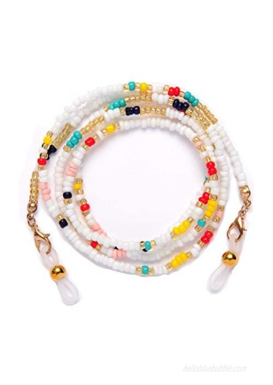 VINCHIC Colorful Beaded Eyeglass Chain Sunglass Holder Strap Eyeglass Necklace Chain Cord for Women (colored beaded 3)