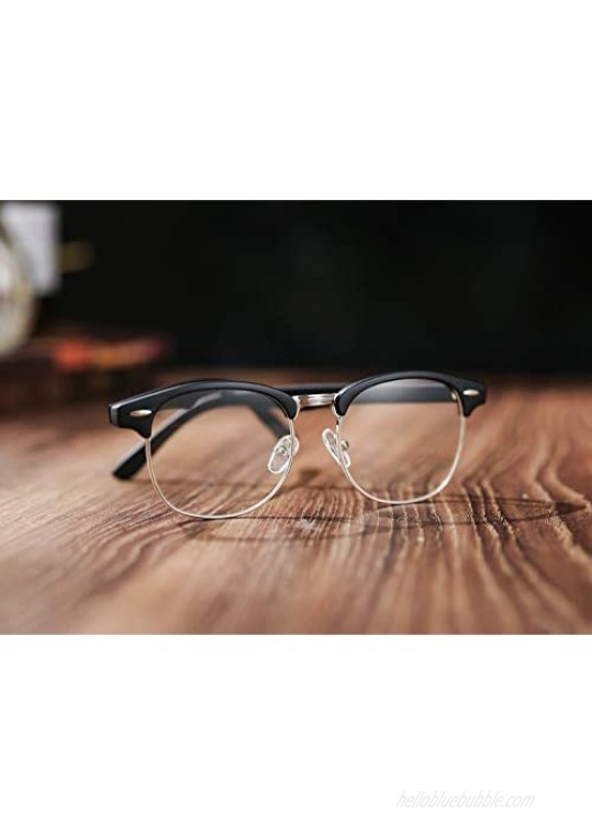 COASION Vintage Semi-Rimless Clear Glasses Fake Nerd Horn Rimmed Eyeglasses Frame