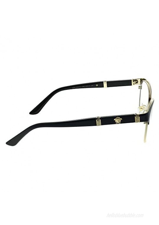 Versace VE 1233Q 1366 Black Pale Gold Metal Cat-eye Eyeglasses 53mm