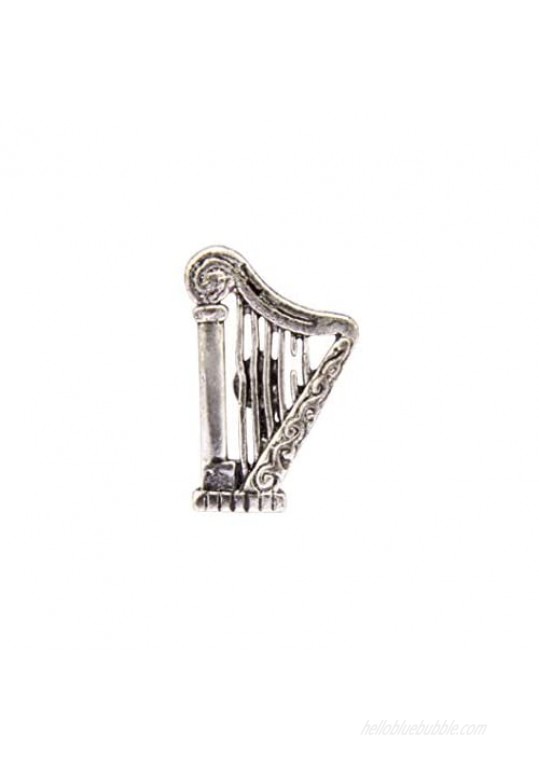A N KINGPiiN Silver Harps Music Instrument Lapel Pin Badge Gift Party Shirt Collar Costume Pin Accessories for Men Brooch