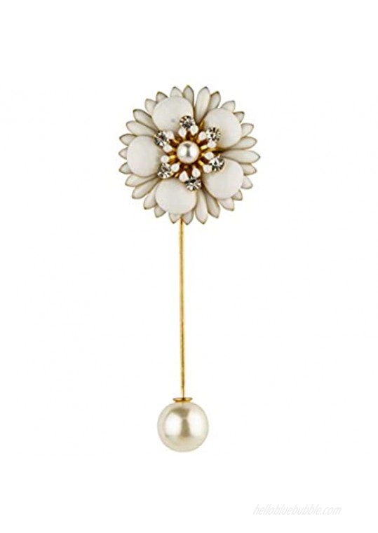 Knighthood Flower with Pearl and Swarovski Detailing Lapel Pin/Brooch for Men (S04)