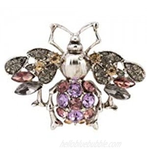 Knighthood Silver Bee with Violet Pink Champagne Stones Studded Lapel Pin for Men and Women LP-46