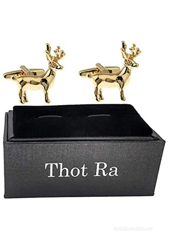 Thot Ra Buck Deer Gold Tone Cufflinks For Men Mod. A-172