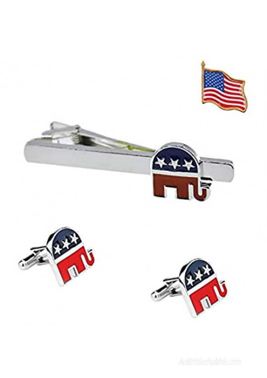Backyard Blasters Tie Clips for Mens  Republicans Party Symbol Dress Cufflinks and Tie Clip Set USA Political Party Cuff Links Set for Wedding Anniversary Business and Daily Life