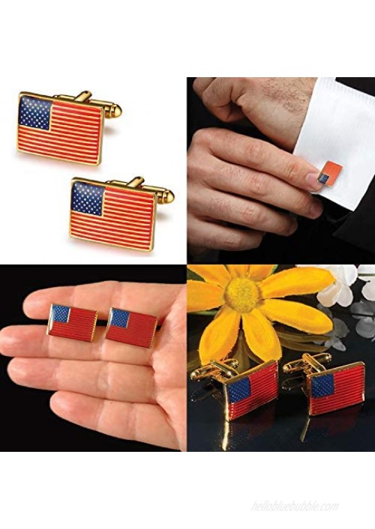 BodyJ4You 4PC Cufflinks Tie Bar Money Clip Button Keep America Great American Flag Gift Box