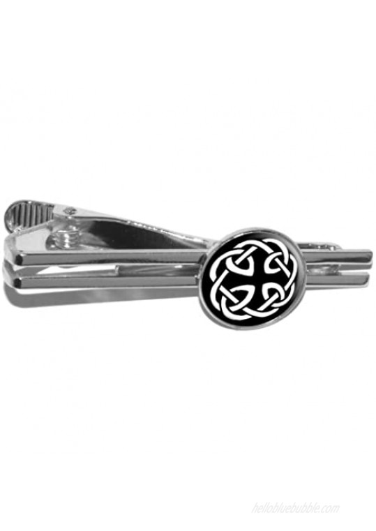 Celtic Knot Round Tie Bar Clip Clasp Tack - Silver