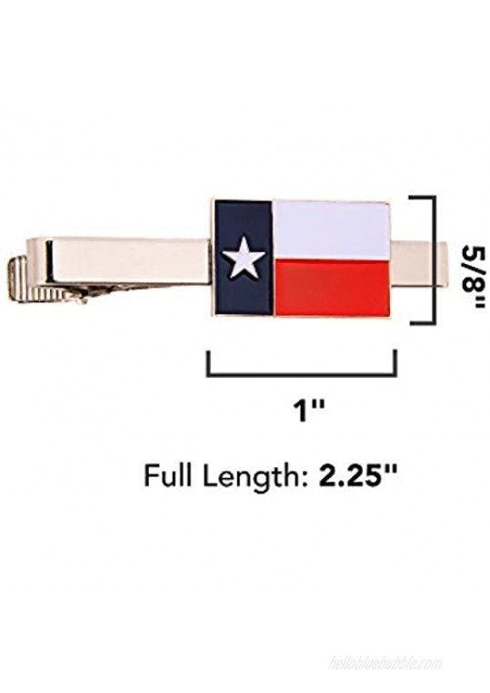 Desert Cactus Texas TX State Rectangle Flag Tie Bar Made of Metal Souvenir Texan (Silver Tie Bar)