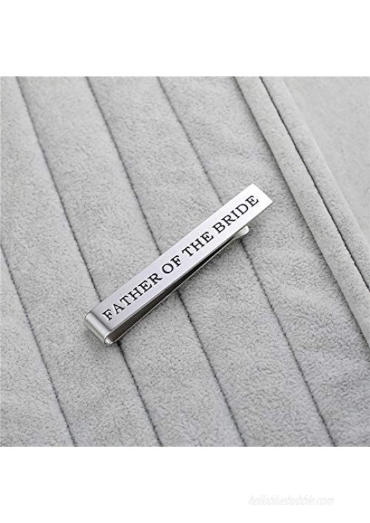 DTWAWA Stainless Steel Tie Clip Bar Wedding Party Day Tie Bar Present for Man Father of The Groom Father of The Bride Gifts Tie Clip