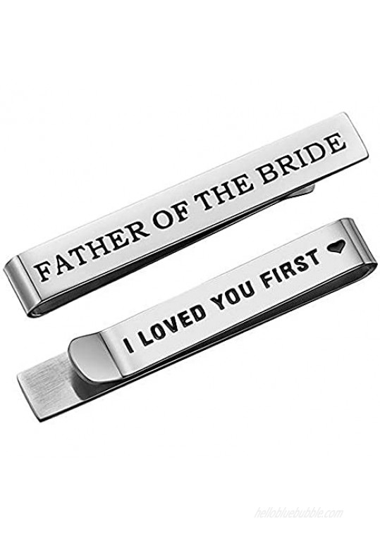 DTWAWA Stainless Steel Tie Clip Bar Wedding Party Day Tie Bar Present for Man Father of The Groom Father of The Bride Gifts Tie Clip
