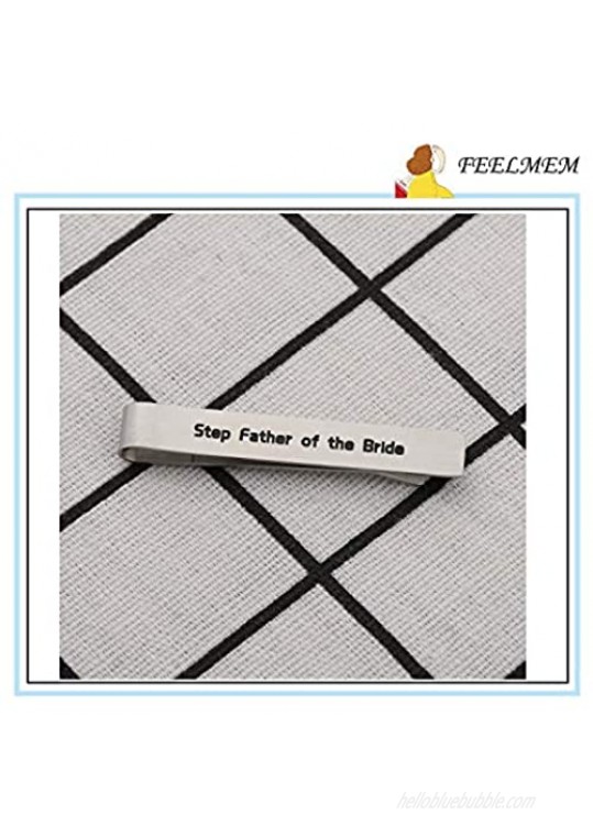FEELMEM Step Father of The Bride Gifts Stepdad Wedding Gift DNA Doesn't Make You Family Love Does Stainless Steel Tie Clips Gift for Stepfather from Bride