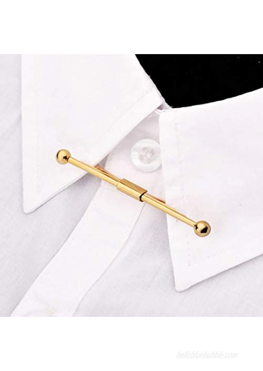 Fenni Gold Silver Brass Collar Bar Necktie Shirt Tie Clips Collar Stays Pin for Men