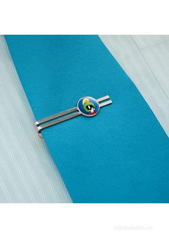 GRAPHICS & MORE Looney Tunes Marvin The Martian Round Tie Bar Clip Clasp Tack Silver Color Plated