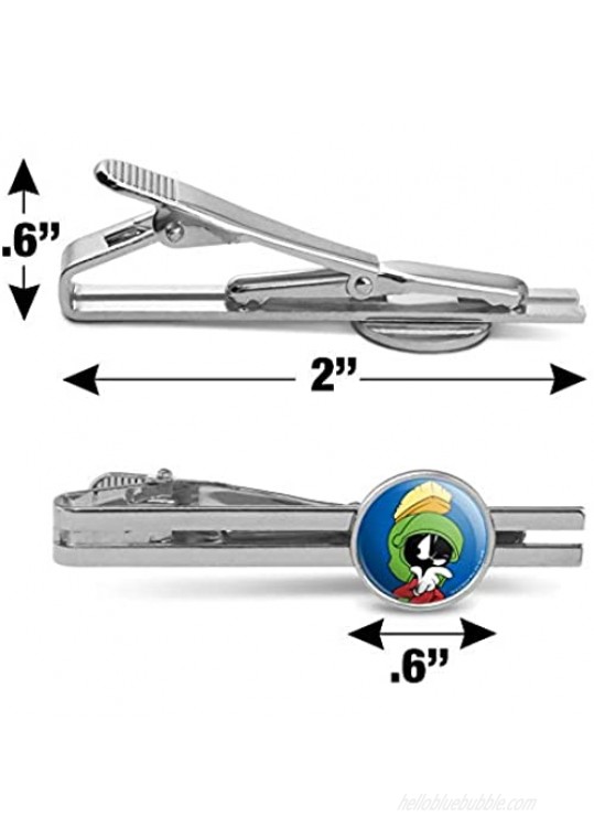 GRAPHICS & MORE Looney Tunes Marvin The Martian Round Tie Bar Clip Clasp Tack Silver Color Plated