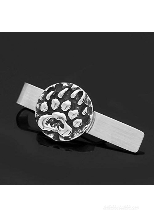 GuoShuang Stainless Steel Nordic Viking Amulet Rune Small Bear paw Tie Clips with Valknut Gift Bag