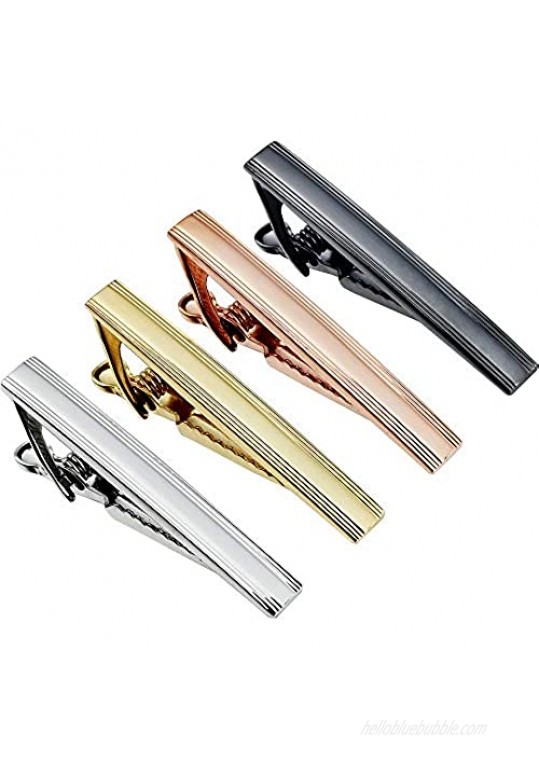 HAWSON 1.5 inch Tie Clip for Men Set of 4 Tie Bar Clasp for Skinny Neckties with Gift Box (Silver Color  Gold Color  Rose Gold Color  Black Gun Color)