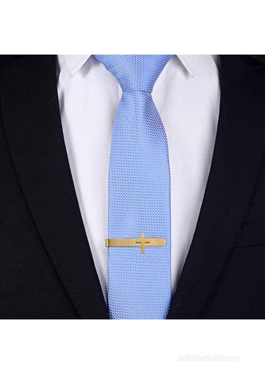 HAWSON 2 Cross Tie Bar Clip in Stainless Steel for Men's Skinny Necktie