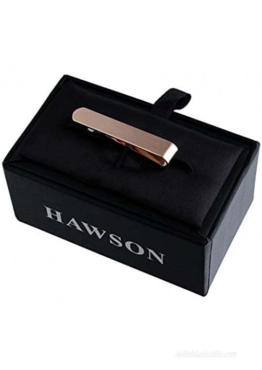 HAWSON Rose Gold Tie Clips for Men Skinny 1.5 Inch Slim Tie Bar Slide for Necktie Accessories Gentlemen Wedding Business Gift