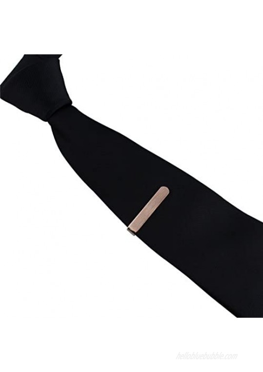 HAWSON Rose Gold Tie Clips for Men Skinny 1.5 Inch Slim Tie Bar Slide for Necktie Accessories Gentlemen Wedding Business Gift