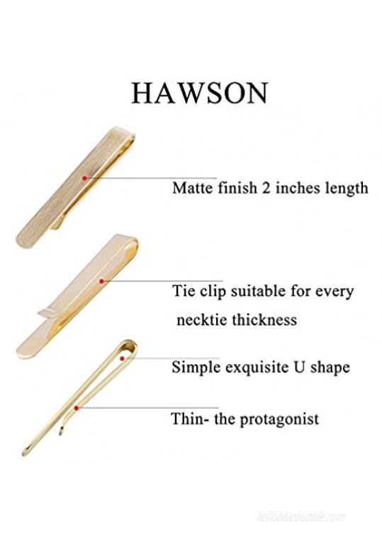 HAWSON Stylish Tie Bar Clips for Men Tie Series Wedding Business Gold Silver Rose Gold