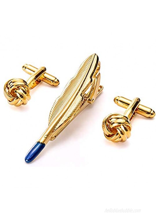 Hi-Tie Clip and Cufflinks Gift Set for Men Wedding Business Jewelry